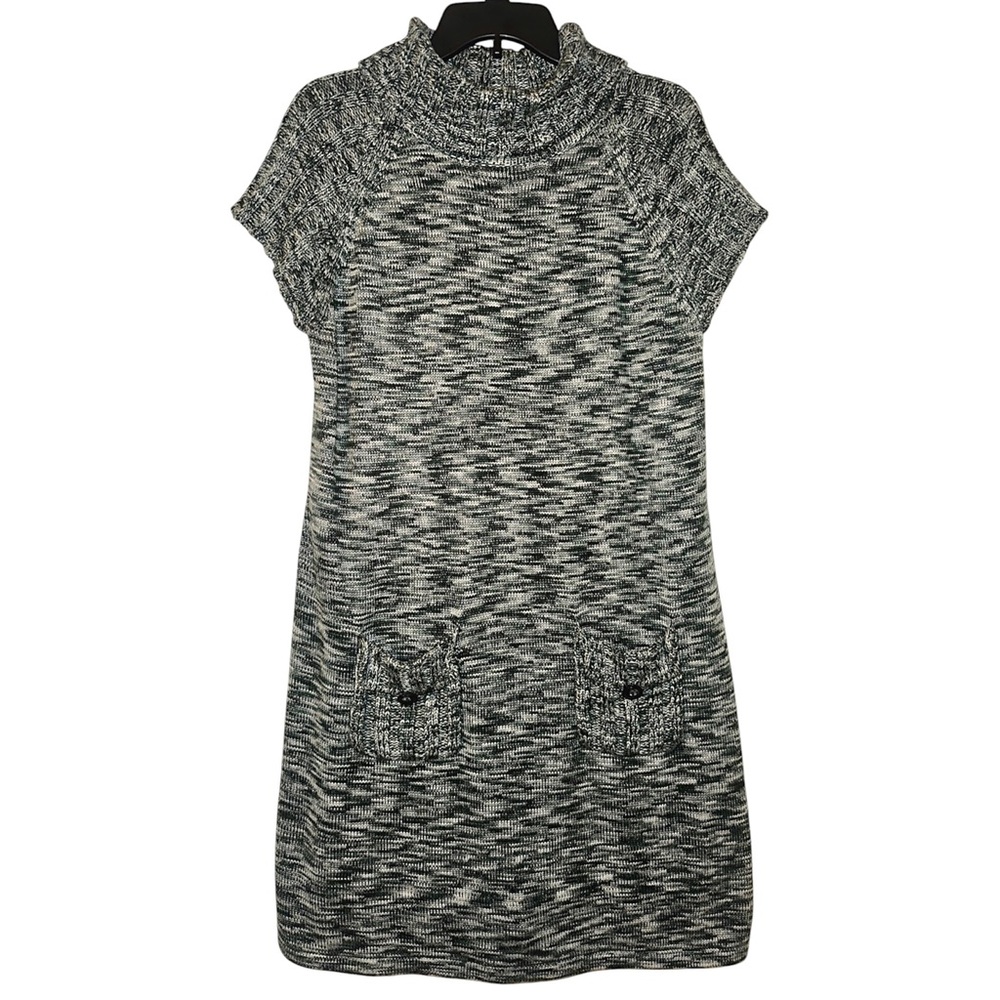 Calvin Klein Turtleneck Cowl Neck Sweater Dress Size Large Gray Short Sleeve